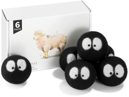 Lot de 6 balles de séchage XL en laine de Nouvelle-Zélande - Adoucissant naturel - Réutilisables - Réduit les plis des vêtements et économise du temps de séchage - Boules de laine pour sèche-linge
