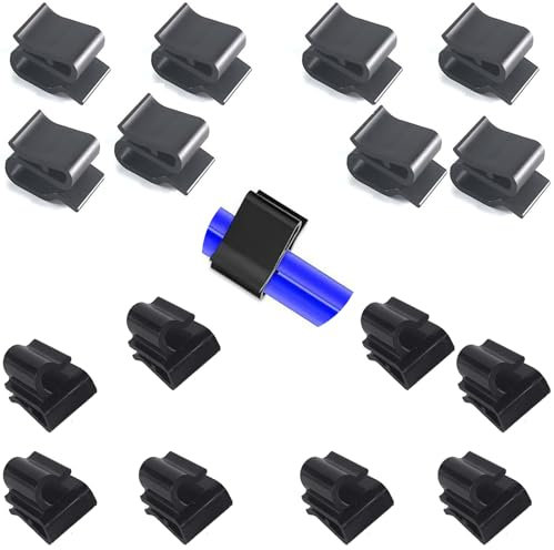 Lot de 16 supports de câbles photovoltaïques noirs de 2,5 à 10 m², clips de fixation de câbles, pinces de fixation de panneau solaire, pour câbles des panneaux solaires, bureau et porte-remorque