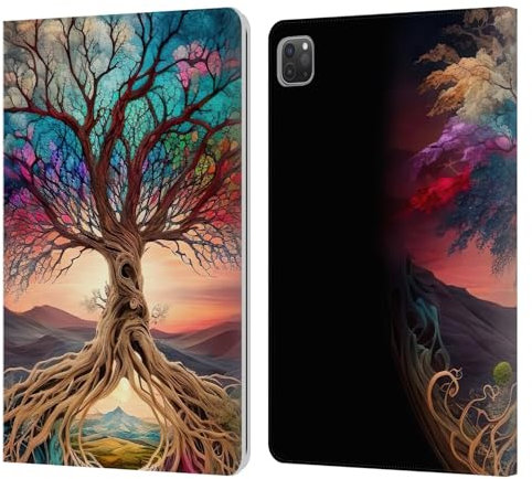Head Case Designs Offizielle Mark Ashkenazi Baum des Lebens Mehrfarbige Blumen Leder Brieftaschen Handyhülle Hülle Huelle kompatibel mit Apple iPad Pro 11 2020/2021 / 2022