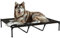 PawHut Cama Elevada para Perros Gatos Portátil Cama para Mascotas con Zona de Malla Transpirable y Tela Oxford para Interior Exterior 122x92x23 cm Negro