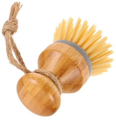 VOSAREA Geschirrreinigungsbürste Aus Natürlichem Kreative Runde Kopf Wok Bürste Zum Schrubben Von Pfannen Und Geschirr Ideal Für Die Küchenreinigung Original Holzfarbe Mit