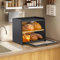 RayLove Panera de madera, panera de doble capa, gran contenedor de almacenamiento de pan para mostrador de cocina, esquina, armario, despensa, armario (Automontaje) (Negro)