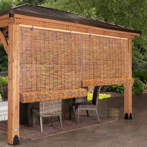 Tapparella Bamboo Da Esterno 80 90 100 120 130 140 150 160 180cm Larghezza Tende a Rullo per Esterno Retro Tenda a Lamella Con Sollevatore Tende Bambu per Balcone Gazebo Giardino Finestra Anti-UV