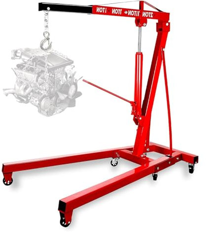 Klappbarer hydraulischer Motorkran, 2T Heavy Duty Kran Hebebühne mit 6 Rollen, Motoraufzug for Garage Werkstatt, 4400 Lbs Tragfähigkeit, 161cm L x 84cm B x 264cm H