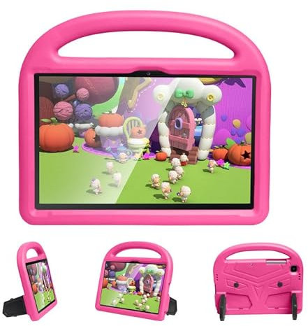 Funda para tablet Samsung Galaxy Tab A7 de 10.4 pulgadas 2022/2020, SM-T500/T503/T505/T507, ligera, asa con soporte, funda protectora de espuma EVA suave a prueba de golpes, color rojo