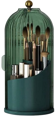 Tour D'organisateur De Pinceau De Maquillage - Boîte De Rangement Cosmétique En Rotation, Support De Brosse À Cage À Oiseaux Avec Couvercle | Affichage De Rouge À Lèvres En Rotation Pour La Vanité, Le