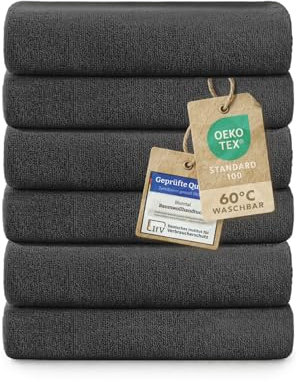Blumtal Premium Frottier Handtücher Set 6 teilig100% Baumwolle - Oeko-TEX zertifiziertes Towel 6X (50x100 cm) - Ultra saugstarkes Frottiertücher Set waschbar °60 - Handtücher Anthrazit