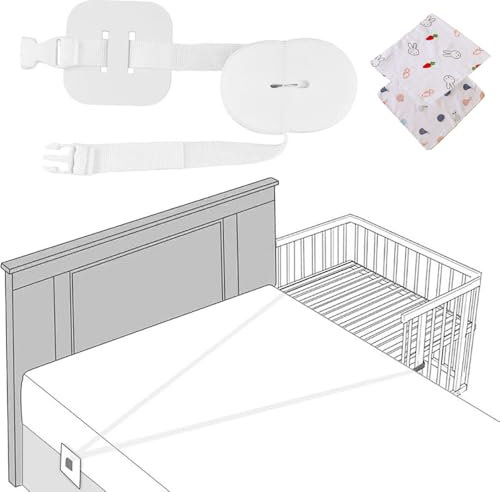 Errshing Gurt Beistellbett Befestigung 8m, Kinderbett Bindegurte mit 2 Baby Speichel Handtuch, Universal Gurt für Baby Beistellbett Boxspringbett zu Verankern