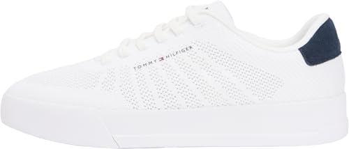 Tommy Hilfiger Herren Court Sneaker Knit Low Top, Weiß (White), 46