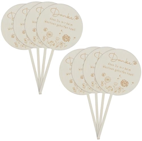8 Stück Holz Blumenstecker Danke Dass Du Mir Beim Wachsen Geholfen Hast | Holzstecker Blumentopf Holzschild Abschiedsgeschenk Danke Geschenk für Kita & Kindergarten