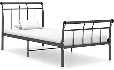 Qnhdfrt Bettgestell Schwarz Metall 100x200 cm Robustes Metallbett mit Stabilen Latten für Erholsamen Schlaf Einfacher Zusammenbau für Schlafzimmer Gästezimmer und Jugendzimmer