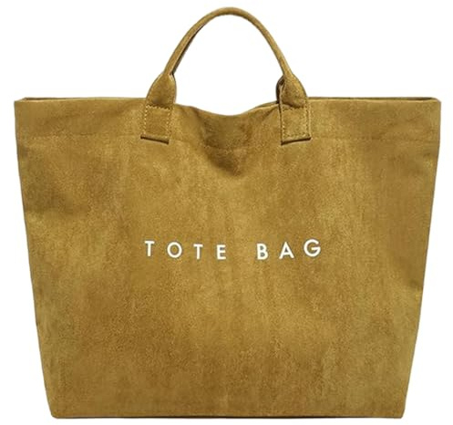 Gcroet 1 x Wildleder-Einkaufstasche für Damen, Retro-Slouchy-Wildleder-Tasche mit großem Fassungsvermögen und langlebiger Handtasche für Damen und Mädchen, täglicher Einkauf, Schule, Arbeit