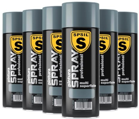 SPSIL Pintura Spray Brillante Gris Perla(pack of 6) 400ml, Metal Secado RápidoPintura Profesional Interior Exterior, Aplicación Fácil en Madera Plástico, DIY Decoración Muebles Automóviles