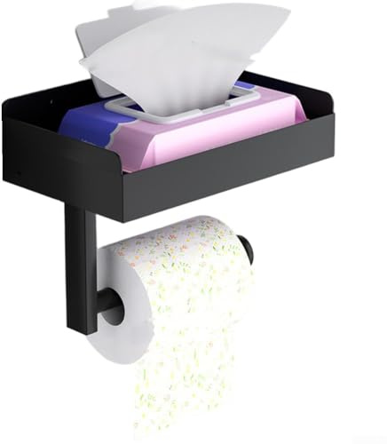 Papierhalter, Badezimmer, kein Bohren, Taschentuchhalter mit Toilettenartikel-Aufbewahrungsregal, Feuchttuchbox, Telefonhalter, Schubladen-Stil (A)