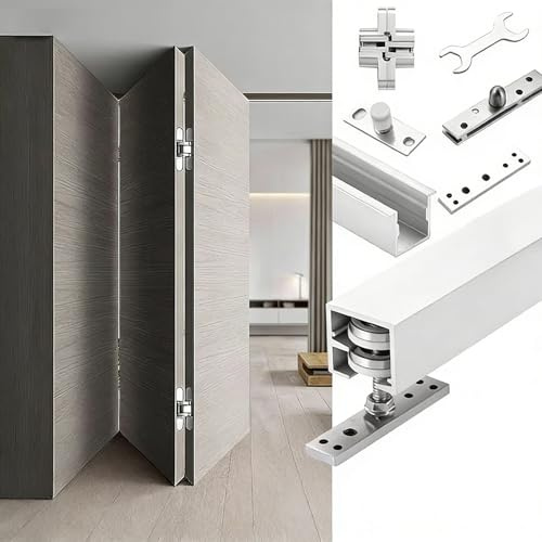 Rail Porte Coulissante Quincaillerie et Kit de Rail pour Porte de Placard Coulissante Pliante, Quincaillerie de Guidage Coulissante Robuste pour Porte Pliante(6-door(one side open),3m/9.8ft)