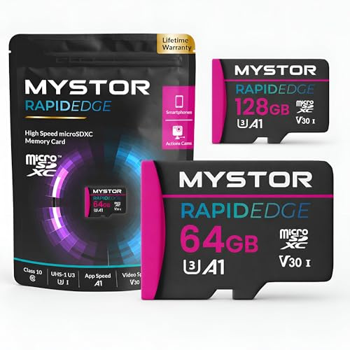 Mystor Micro SD Memory Card, Micro SDXC, compatible with Steam Deck, Asus ROG Ally and Lenovo Legion Go, 128GB, 100MB/s Read Speed