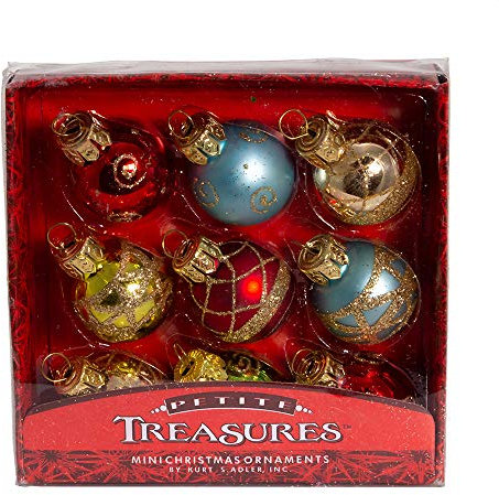 Kurt Adler Petite Treasures Christbaumkugeln, Mehrfarbig, 9 Stück