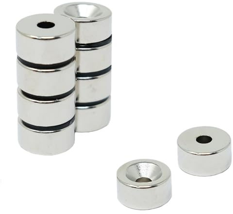 N42 Neodymium Countersunk Magnet for Arts, Crafts, Model Making, DIY, Hobbies, Office and Home - 15mm dia x 7.5mm thick x 4.2mm c/sink - 5.7kg Pull - North - Pack of 2