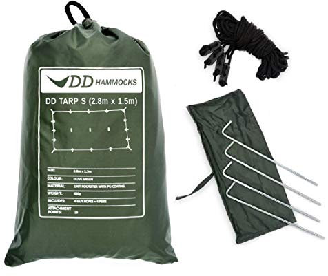 DD Hammocks - DD Tarp S - Compact Waterproof Tarpaulin 2.8m x 1.5m For Outdoor Camping And Bivi Bag Shelter