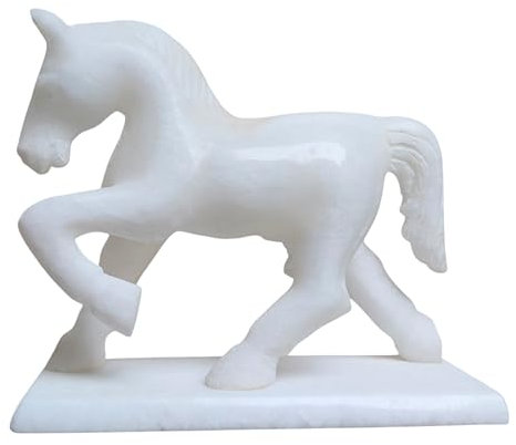 Statue Pferd aus italienischem Marmor, Weiß, 12,7 cm