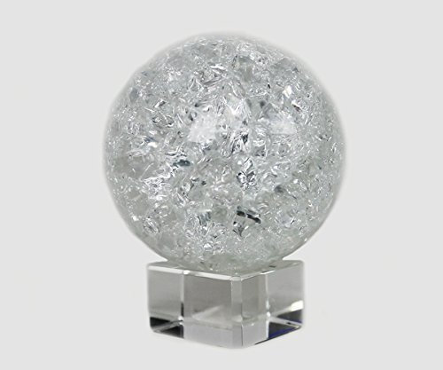 Yudu Glaskugel Effekt Kugel auf Sockel Vollglas Splittereffekt (transparent)