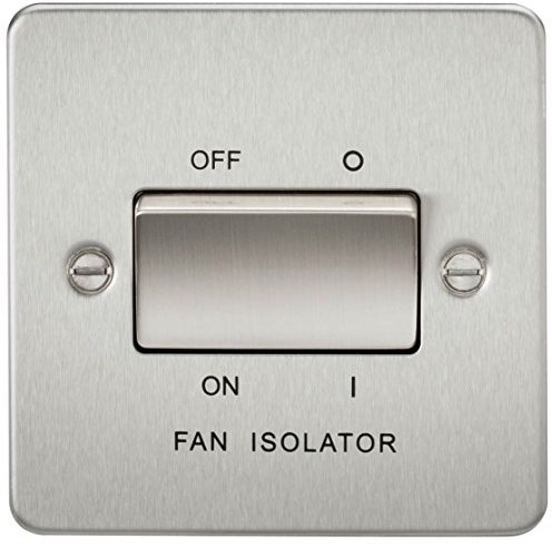 Knightsbridge FLAT PLATE 10A 3 POLE FAN ISOLATOR SWITCH - BRUSHED CHROME FP1100BC
