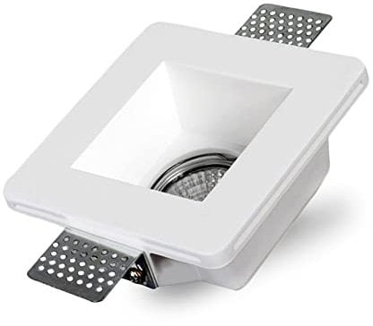 Vetrineinrete® Portafaretto da incasso in gesso a scomparsa quadrato 120x120mm supporto per faretti gu10 e mr16 foro 125x125 mm GS-02 P32