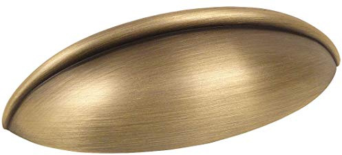 Cosmas 10 Pack 1399BAB Brushed Antique Brass Cabinet Hardware Bin Cup Drawer Handle Pull - 2-1/2 Inch (64mm) Hole Centers