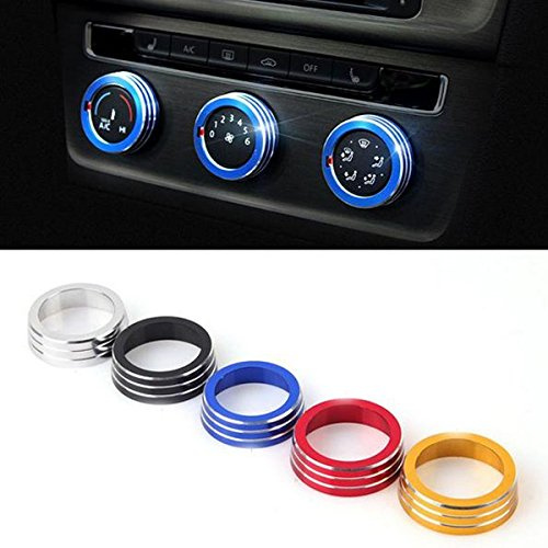 Alamor 3Pcs/Set Cars Alu Dekoration Stereo Knopf Ring Klimaanlage Knopf Ring for Golf 7-Blau