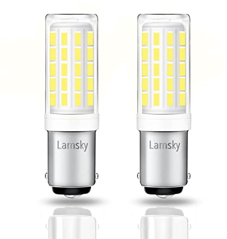 Lamsky BA15D LED Bulb,5W Daylight White 6000K,AC110V/120V/220V,B15 Double Bayonet Base Bulb,54x4014SMD LEDs 500lm,Not Dimmable 2-Pack