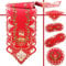 Quinnyshop Weihnachten Kerze Glocke Tanne Stickerei Tischdecke Tischläufer ca. 45 x 110 cm Oval Leinen-Optik, Rot