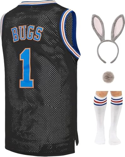 MEBRACS Herren 23# Bunny Space Movie Jersey Basketball Jersey Shirts für Party S-XXXL - Schwarz - X-Groß