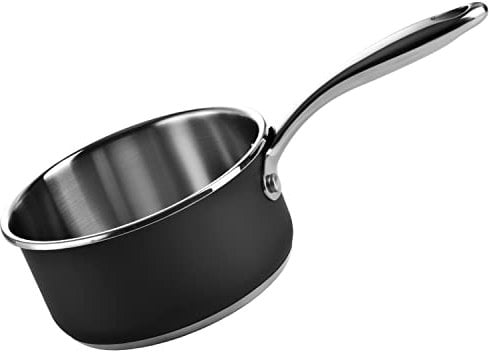 Magefesa Prisma - Cazo de 16cm Negro, Acero Inoxidable 18/10, Calor Uniforme, Cocina Sana, Todo Tipo de Cocinas, Inducción y Horno, Ahorro de Energía