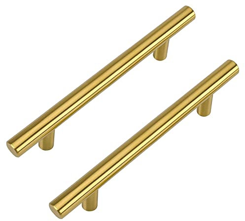 LONTAN 20 Pack Gold Cupboard Handles 128mm Gold Kitchen Handles Drawer Pulls Cupboard Door Pulls for Cabinet Wardrobe Bathroom Stainless Steel