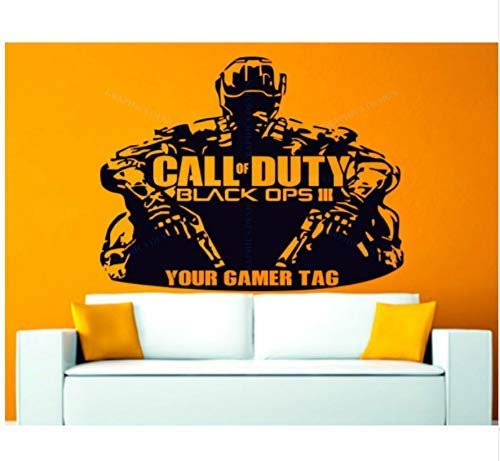 Wandtattoo Vinyl Call of Duty Spiel Aufkleber Benutzerdefiniert Ihr Gamer Tag Schlafzimmer Wohnzimmer Kunst Design Abnehmbares Wandbild Poster 74X57Cm