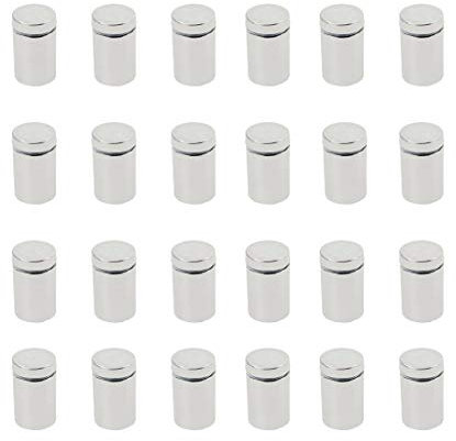 JZK 24x 12 * 20mm vis publicitaires entretoises, entretoises murales en acier inoxydable, vis de montage de support de panneau de fixation pour écran, verre, vis de clou publicitaire