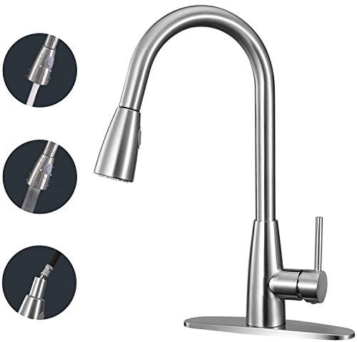 YADLCR Miscelatore Cucina Estraibile 2 Getti Girevole a 360° Rubinetto Cucina con Acqua Fredda e Calda con Doccetta Estraibile Miscelatori da Cucina Rubinetto Monocomando (Color : Silver)