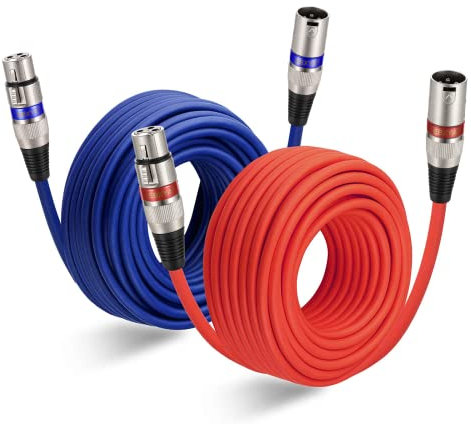 EBXYA Cable XLR XLR Cable de micrófono 15M Paquete de 2 macho a hembra Equilibrado XLR Micrófono Color de plomo DMX512 Cables de conexión