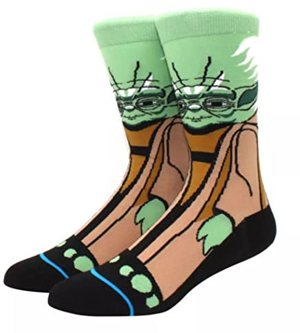 WOO LANDO Idol Socken - Darth Vader / R2D2 / Storm Trooper - Zuhause und als Hinkucker unterwegs für Jedi Science Fiction Fans - Größe 37-45 (YODA)