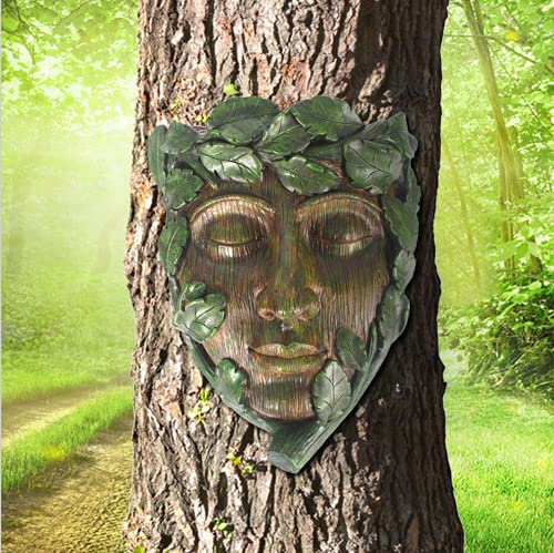 AIITLLYNA Statue Visage Jardin,Visage Arbre,Pot de Fleurs Visage Vert,Sculpture Murale Décorative,Sculpture en Resine Convient à la Décoration Extérieure de Jardin