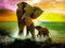 Hoobee 5D Diamond Painting Complet L'éléphant Coucher De Soleil, DIY Peinture Broderie Diamant Painting Rond Kits Naturel Animal Au Point De Croix Mosaïque Strass Décoration De La Maison 30x40 cm