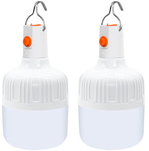 AKOFIC 2 Stück LED Campinglampe, Tragbar USB Wiederaufladbar 2 Stufen Dimmbar Camping Laterne mit Aufhängung, Ultrahelle Wasserdicht LED Licht Light Lampe für Wandern Garten Outdoor Angeln Grillen