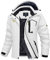 MAGCOMSEN Winterjacke Damen Outdoor Wanderjacke Warme Winddicht Funktionsjacke Damen Wasserdicht Windbreaker Freizeit Verdickt Fleecejacke mit Abnehmbarer Kapuze Weiß Weiß L