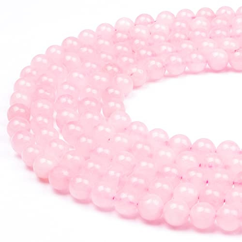 47-50pcs 8mm Rose Quartz Pink Gemstone Crystal Beads for Bracelet Making, Natural Round Smooth Loose Beads for Jewellery Making, 1 Strand 15.5