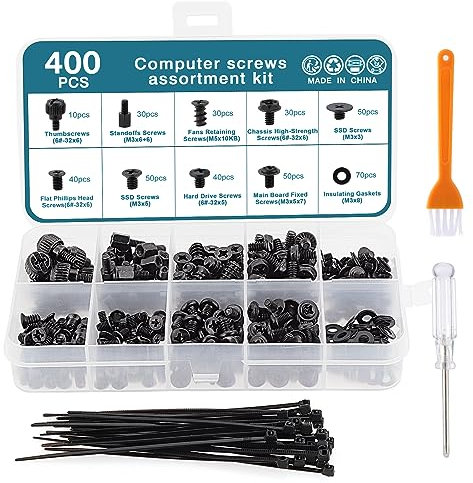 HSEAMALL432Pcs Computer Screw Standoff Set PC Motherboard Screws Spacers with Screwdriver for Motherboard Box HDD SSD Fan
