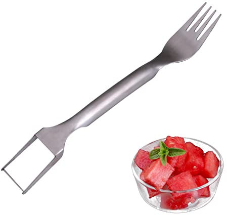 Tenedor de sandía, cortador de melón y cortador de acero inoxidable, cortador de tenedor de sandía, cortador de sandía, cortador de sandía, herramienta de corte de sandía