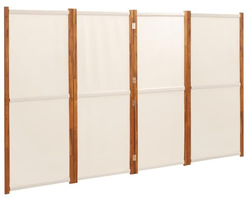 vidaXL Raumteiler 4-TLG. Trennwand Stellwand Paravent Spanische Wand Sichtschutz Umkleide Faltwand Raumtrenner Holz Cremeweiß 280x180 cm