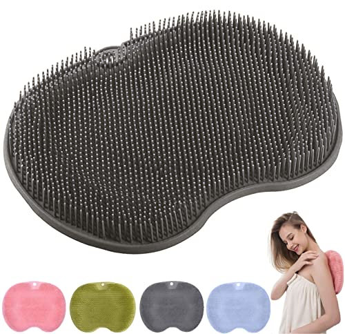 Utschfestes Silikon-Massagepad,Dusch Rückenschrubber, Rückenschrubber-Massagematte mit rutschfesten Saugnäpfen,Silikon Dusch Rückenschrubber, Badematte für Peeling,Badematten (Grau)
