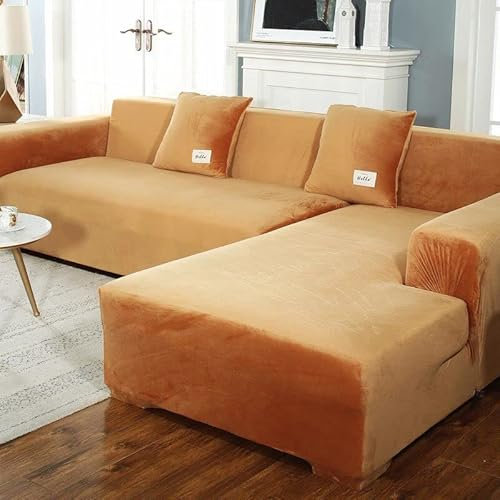L-Förmige Sofabezug Samt Sofahusse L U Form Rechts Links Couchbezug Sofabezüge Für 1 2 3 4 Sitzer Elastische Couch Bezug Sofa Überzug Ecksofa Sofa Hussen Abdeckung ( Color : Braun , Size : 90-140cm )