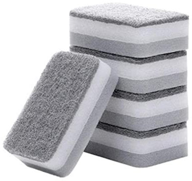5pcs gris estropajo paño de limpieza doble cara esponja de limpieza hogar cocina esponjas lavavajillas